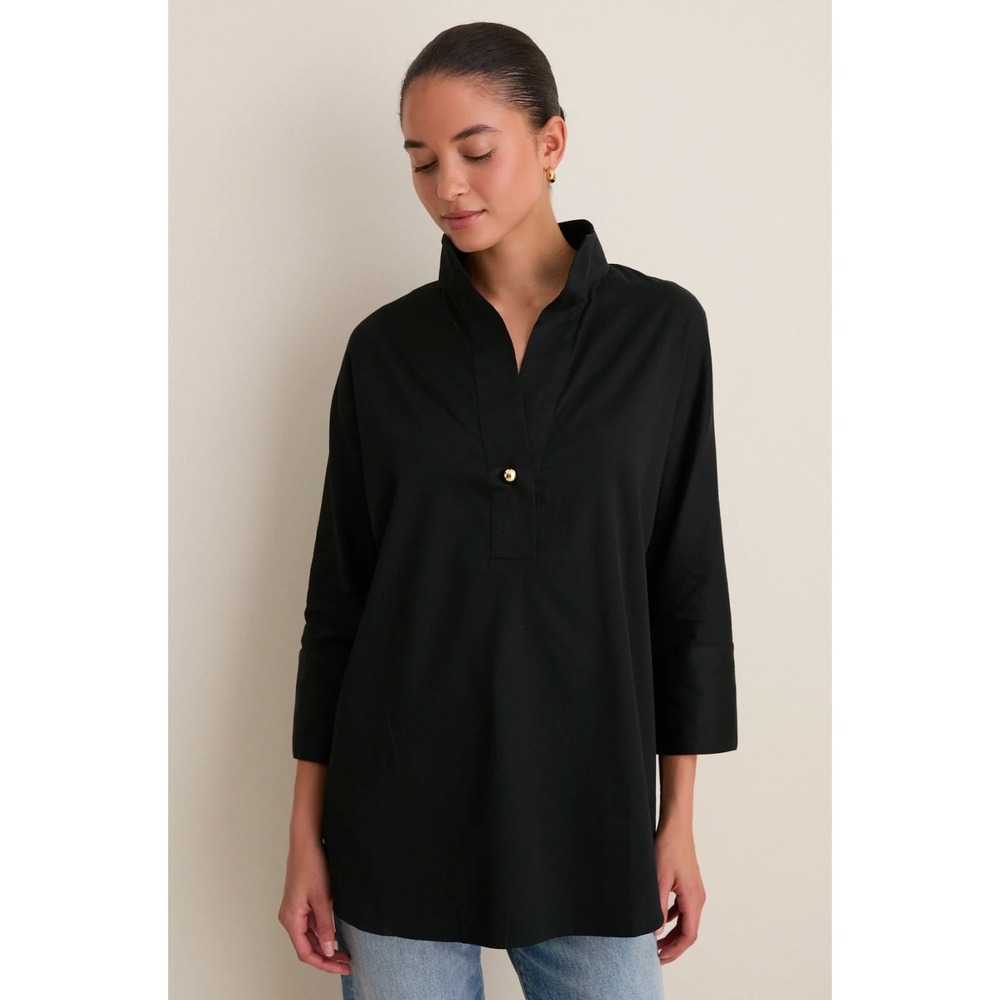 Tuckernuck Womens Black Willow Blouse Size XXL Black Preppy Old Money Office